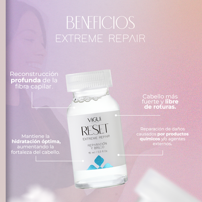 Ampolla Extreme Repair - Reconstrucción Intensiva para cabello maltratado y con frizz | VIGUI RESET | 0.5 oz / 15 ml